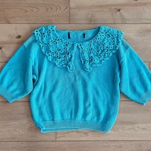 Vintage Blue Knit Crop Top